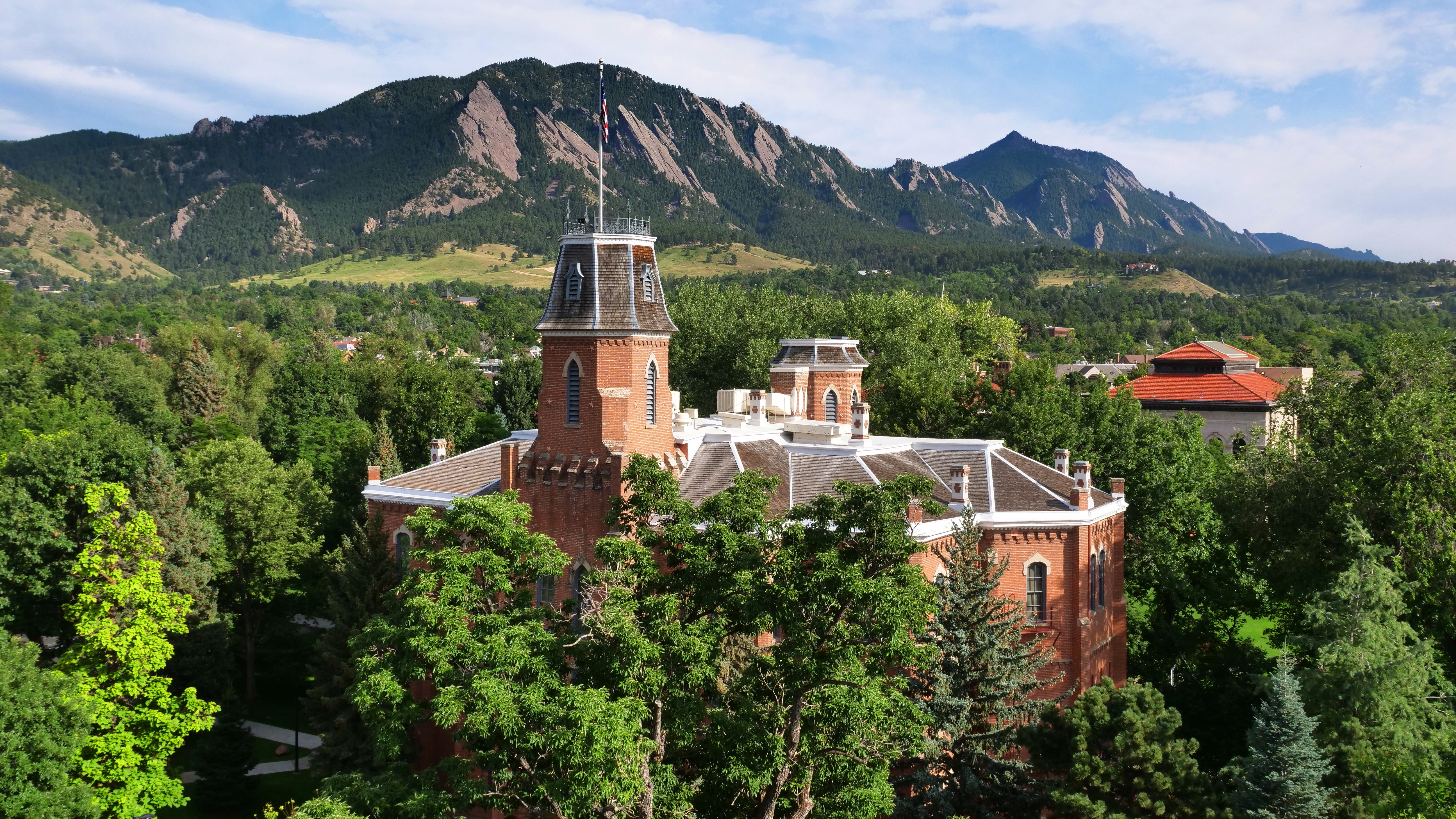 aerial view of CU Boulder campus