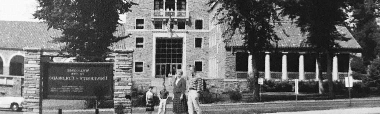 historical photo of students on CU campus