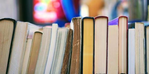 Stock photo of a book shelf