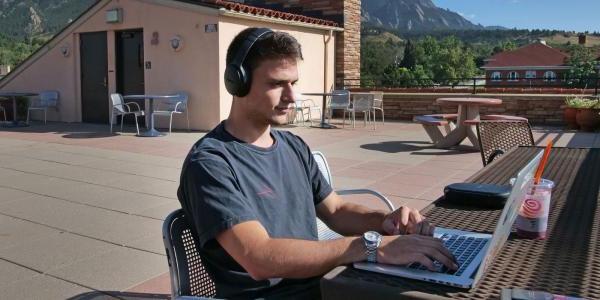 Student outside on campus