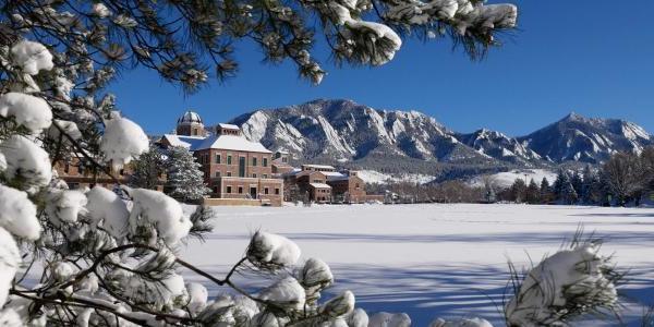 Snow on the CU Boulder campus