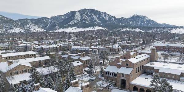 鸟瞰下雪的校园