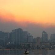 Smoke over the san diego skyline