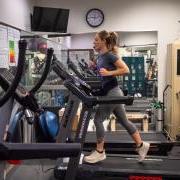 A study participant on the treadmill in the CHANGE lab