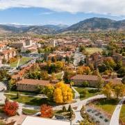 aerial view of CU Boulder in fall